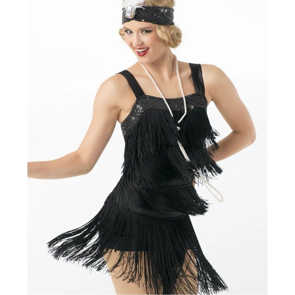 Black Fringe Flapper Dress